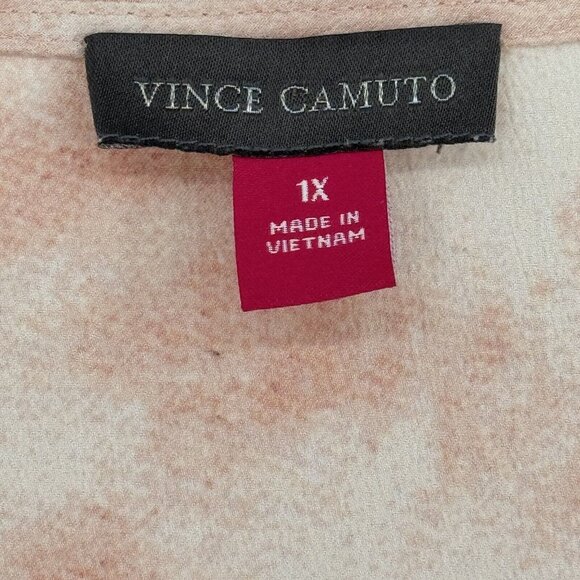 Vince Camuto women's blouse top V-neck peach tie-dye size 1X plus long sleeve - Picture 7 of 12